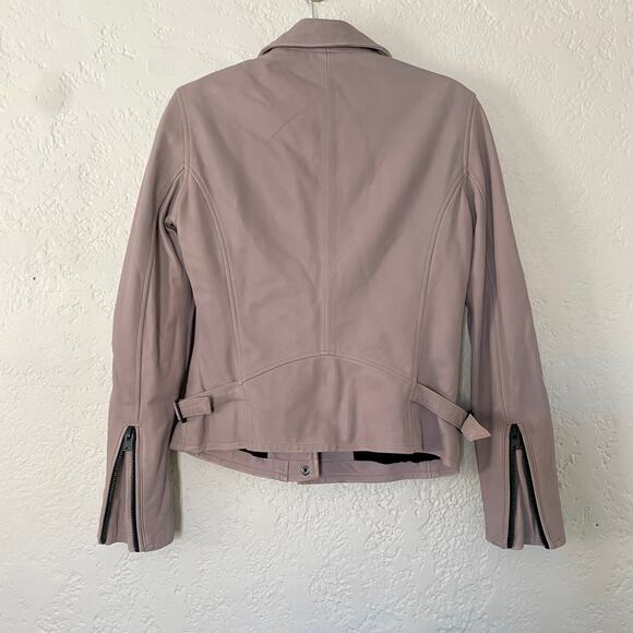 IRO Newhan Han Leather Moto Biker Jacket Dusty Old Pink sz 38 - Picture 8 of 15